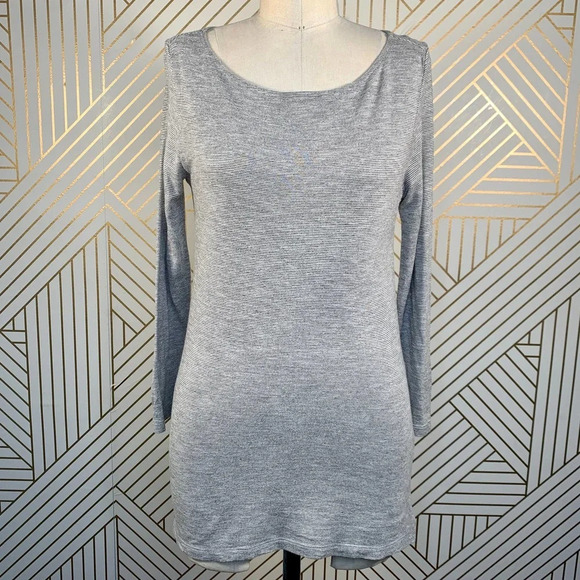 Marine Layer Striped Slub Rayon Gray‎ Stripe Tee - Picture 1 of 10